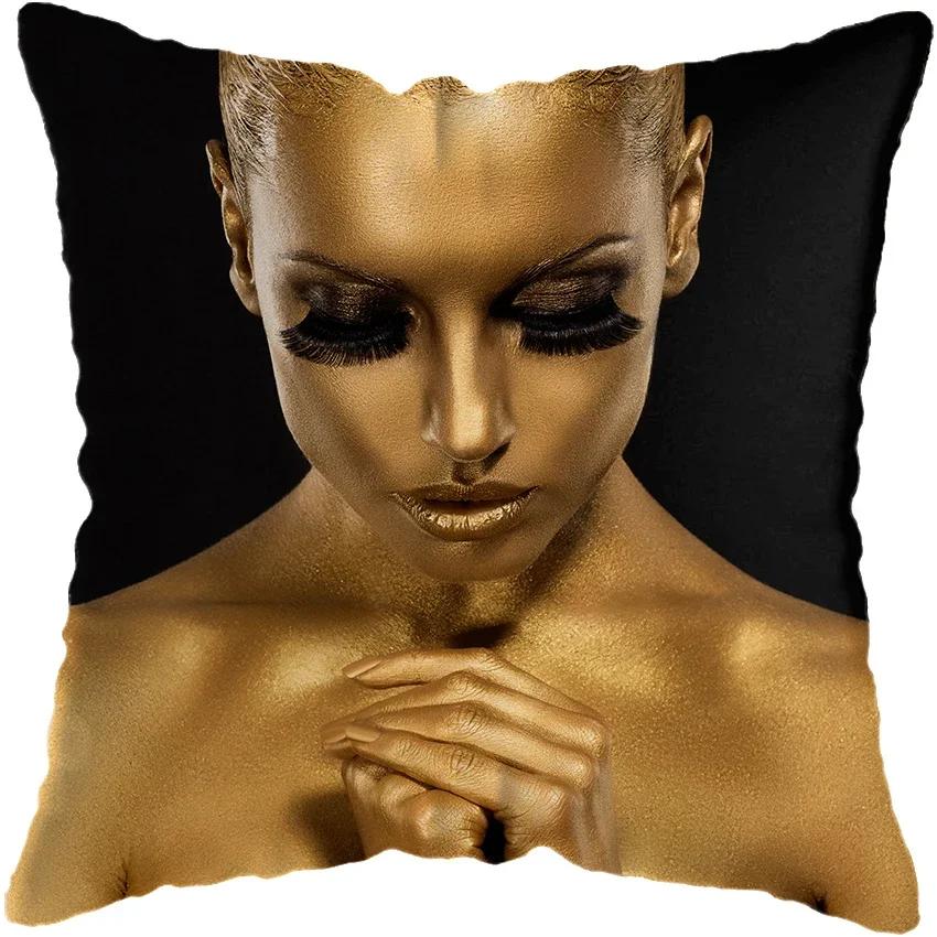 Home Decor Fashion Afro Black Women Girls Sofa Pillowcases Bedroom Living Room Cushion Covers