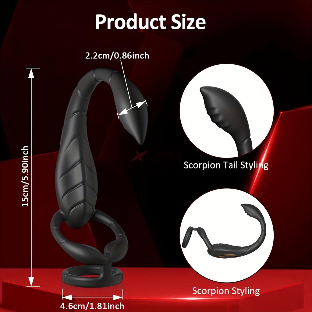 Prostate Massager Sperm Lock Ring 10 Frequency Vibration Mode Scorpion Tail Anal Plug, Suitable for Men and Couples Adult Products Sex Toys Penis Ring