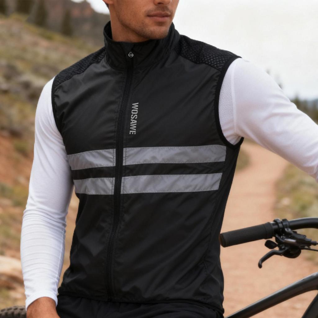 Cycling Sets WOSAWE Mens MTB Bike Vest Gel Padded Shorts Windproof