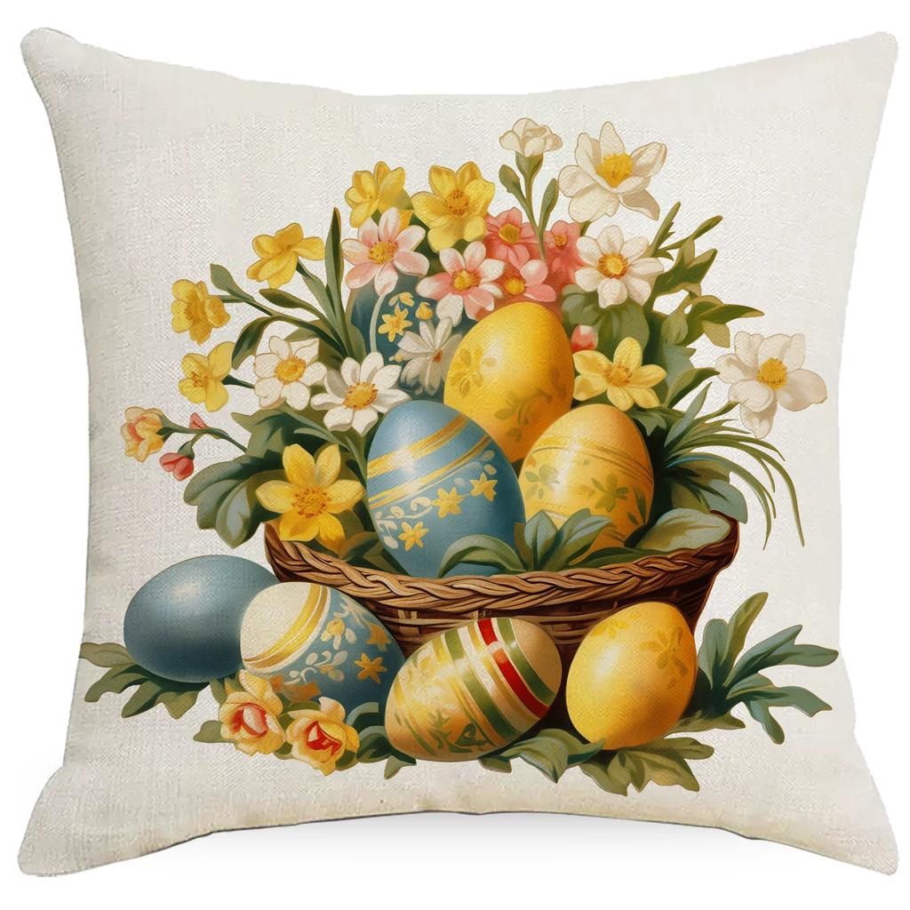 New Fashion Easter Cartoon Rabbit Easter Egg Pattern Series Cushion Cover 45cm Printed Home Decoration Sofa Pillowcase