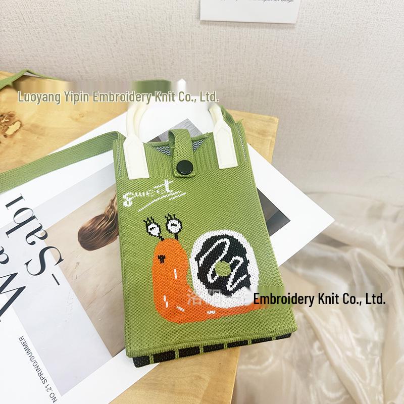 Cute Cartoon Dopamine Knit Crossbody Phone and Coin Bag