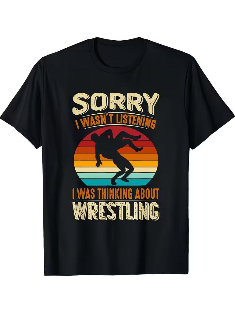 A Wrestling Enthusiast T-Shirt Featuring a Geometric Wrestler Design