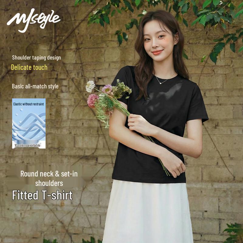 MJ STYLE Women s Solid Crewneck T-Shirt M