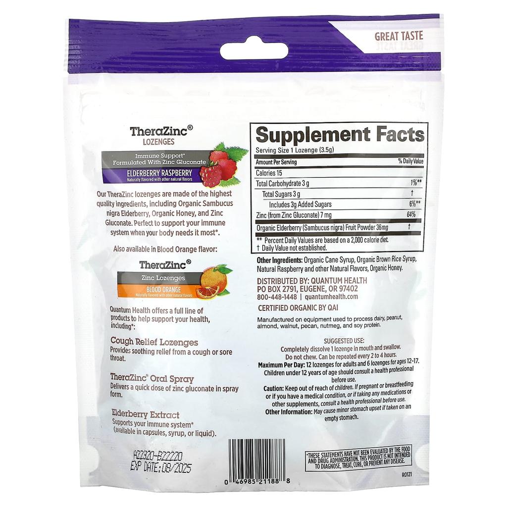 Therazinc, Lozenges, Elderberry Raspberry Flavor, 18 Lozenges