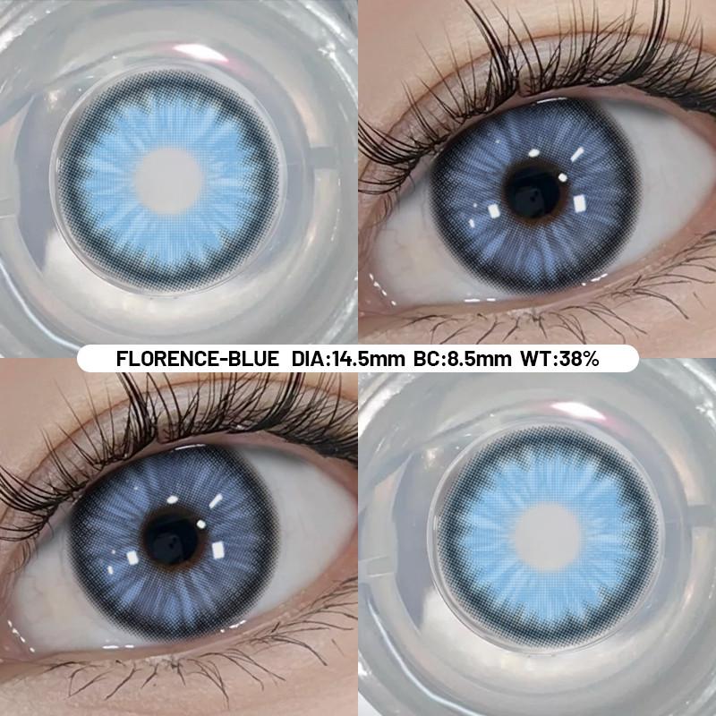 Eyeshare 1 Pair Blue Cosplay Contact Lenses for Eyes Blue Hot Anime Cosplay Lens 14.0~14.5mm Halloween Makeup Lens