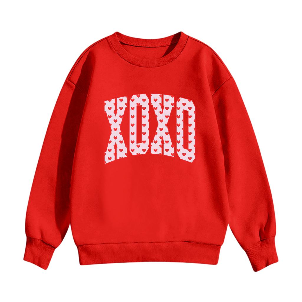 Dětská ležérní mikina s kulatým výstřihem a potiskem, s dlouhým rukávem a kapucí