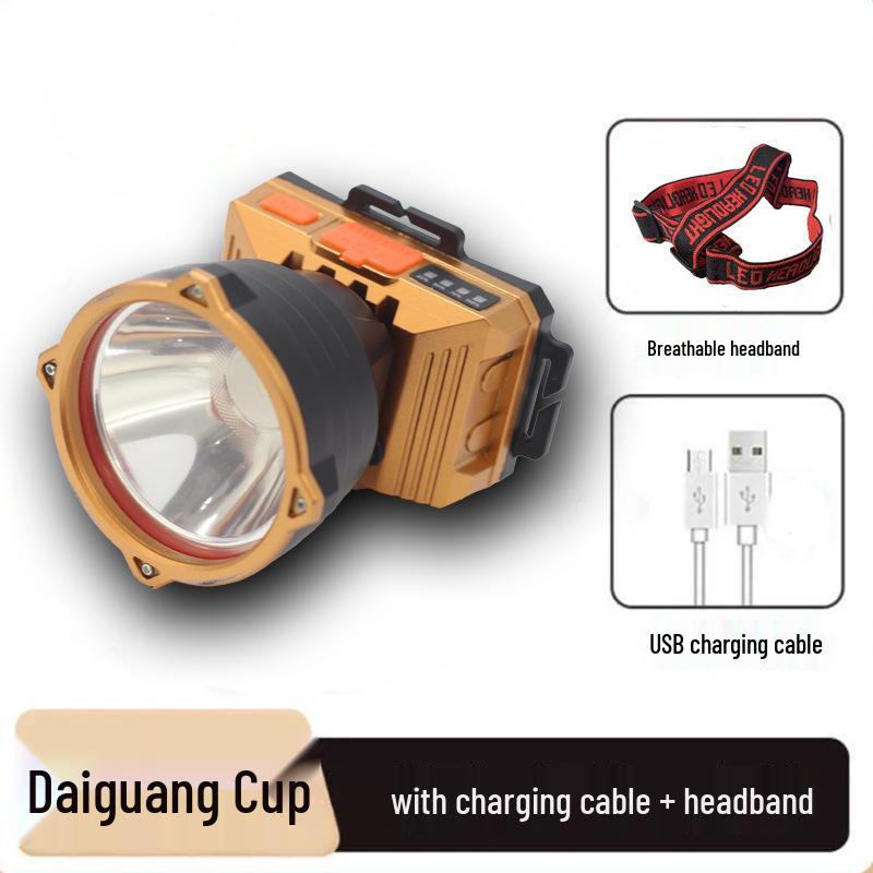 LED Long-Lasting Outdoor Headlamp: High-Lumen, Dimmable, Head-Mounted Light for Fishing and Mining.