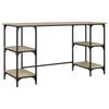 Desk Sonoma Oak Finish 140 x 50 x 75 cm Metal and Particleboard