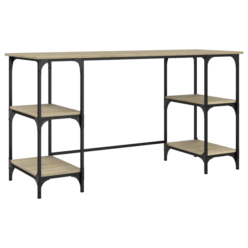 Desk Sonoma Oak Finish 140 x 50 x 75 cm Metal and Particleboard