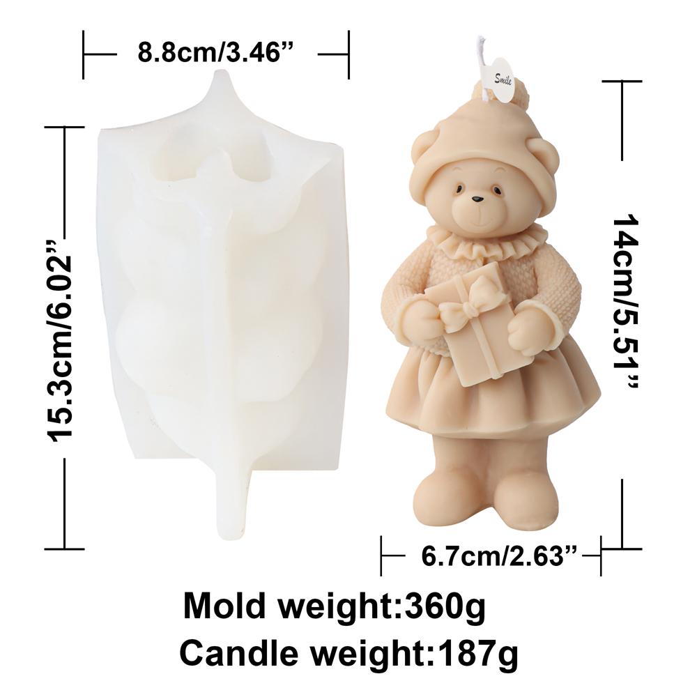 Stampo per candela profumata a forma di orso carino 3D Stampo per sapone in resina a forma di orso per candele Decorazione per la casa Stampo in silicone per candela a forma di orsetto in resina