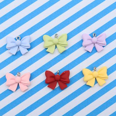 5pcs Cute Bowknot Resin Solid Color Pendant Butterfly Knot Charms Jewelry Making Accessories DIY Earrings Necklace Trend Beads