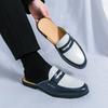 Fashion Luxury Brand Slippers Men Casual Shoes Slip-on Fashion Platform Half Loafers Men Lightweight Leather Sandals Plus Size 46 Hombre