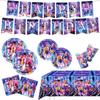 Witch Hunters Squad-themed Birthday Party Decoration Set, including tablecloths and banners, suitable for children's and adults' party supplies.