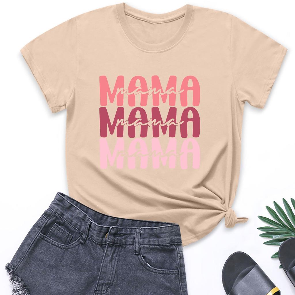 Damenmode, lässig, locker, bedruckt, Rundhals-Kurzarm-T-Shirt-Oberteil