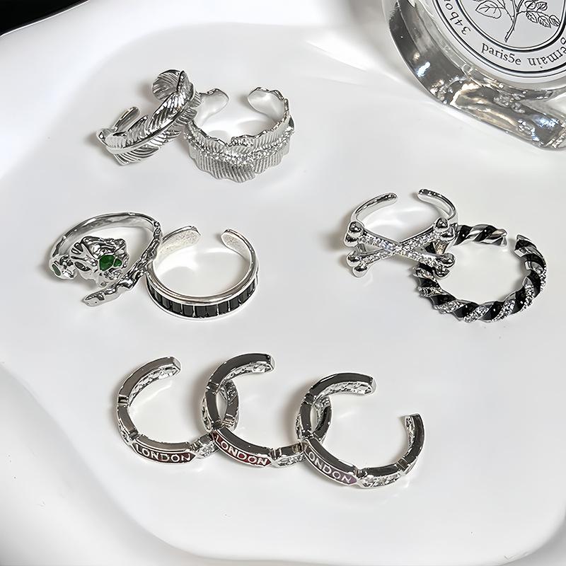 New Product Ring Niche High-End Light Luxury Zircon Retro Plain Ring Design Cold Wind Open Ring