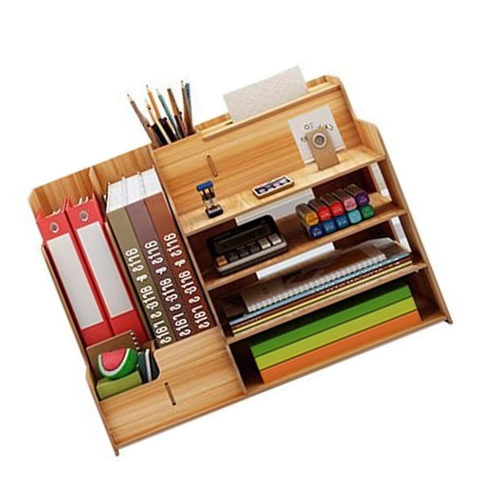 Schreibtisch-Organizer Mehrzweck Moderner Einfacher Stil Holz Schreibtisch-Aufbewahrungsregal für Zuhause Schule Büro Kirschholz