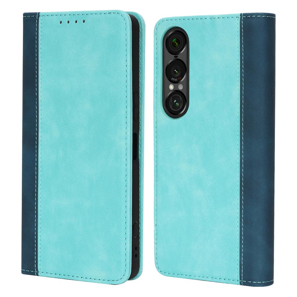 For Sony Xperia 1 VII Case Calf Texture 3 Card Slots Color Splicing Leather Phone Cover