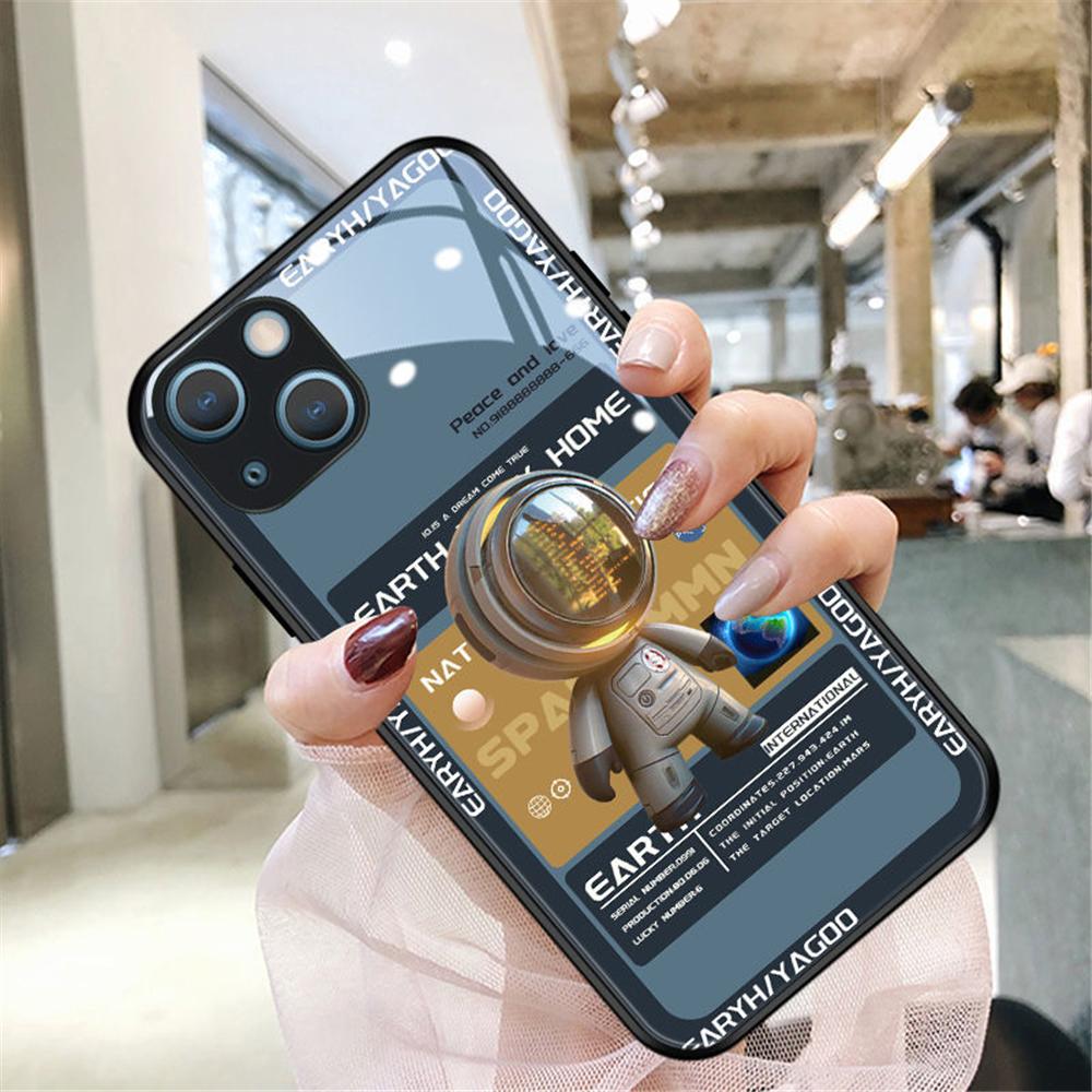 Parlak Telefon Kılıfı Sevimli Astronot Süper Havalı Telefon Kılıfı Apple Telefonlar İçin Uygundur