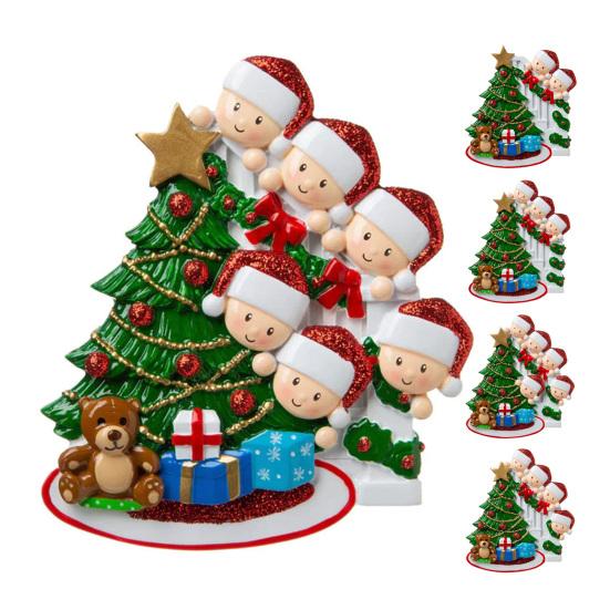 Custom Family Christmas Ornaments with Name Peeking Family of 2/3/4/5/6 Christmas Tree Ornament Holiday Gift for Family Friend