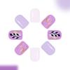 Glitterys Short False Nail 24Pcs Winter Collection Purple Gold Leaf Design Easy Application ABS Material Holiday Nail Art