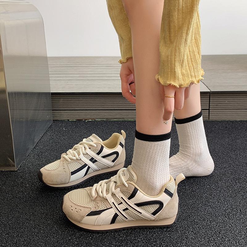 Forrest Gump Schuhe Damen 2025 neu Frühling und Herbst Mesh atmungsaktiv lässige Sportschuhe kontrastierende Farben vielseitig dicksohlig erhöhend Papa s