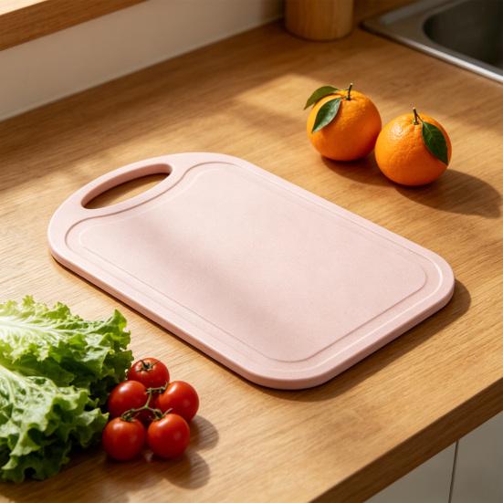 Double-Sided Cutting Board with Non-Slip Handle Lightweight Plastic Chopping Board Dormitory Kitchen Essentials for Fruit Meat