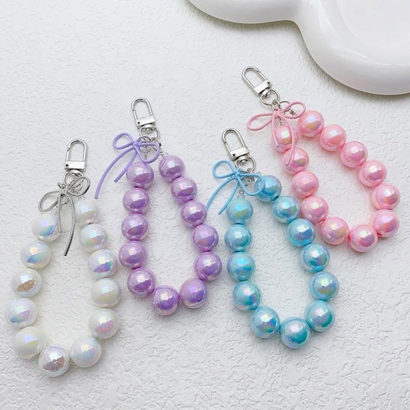 Handmade UV Beaded Keychain with Bowknot Phone Charm Keyring Bag Pendant Perfect for Phones and Handbag Purses Wallet