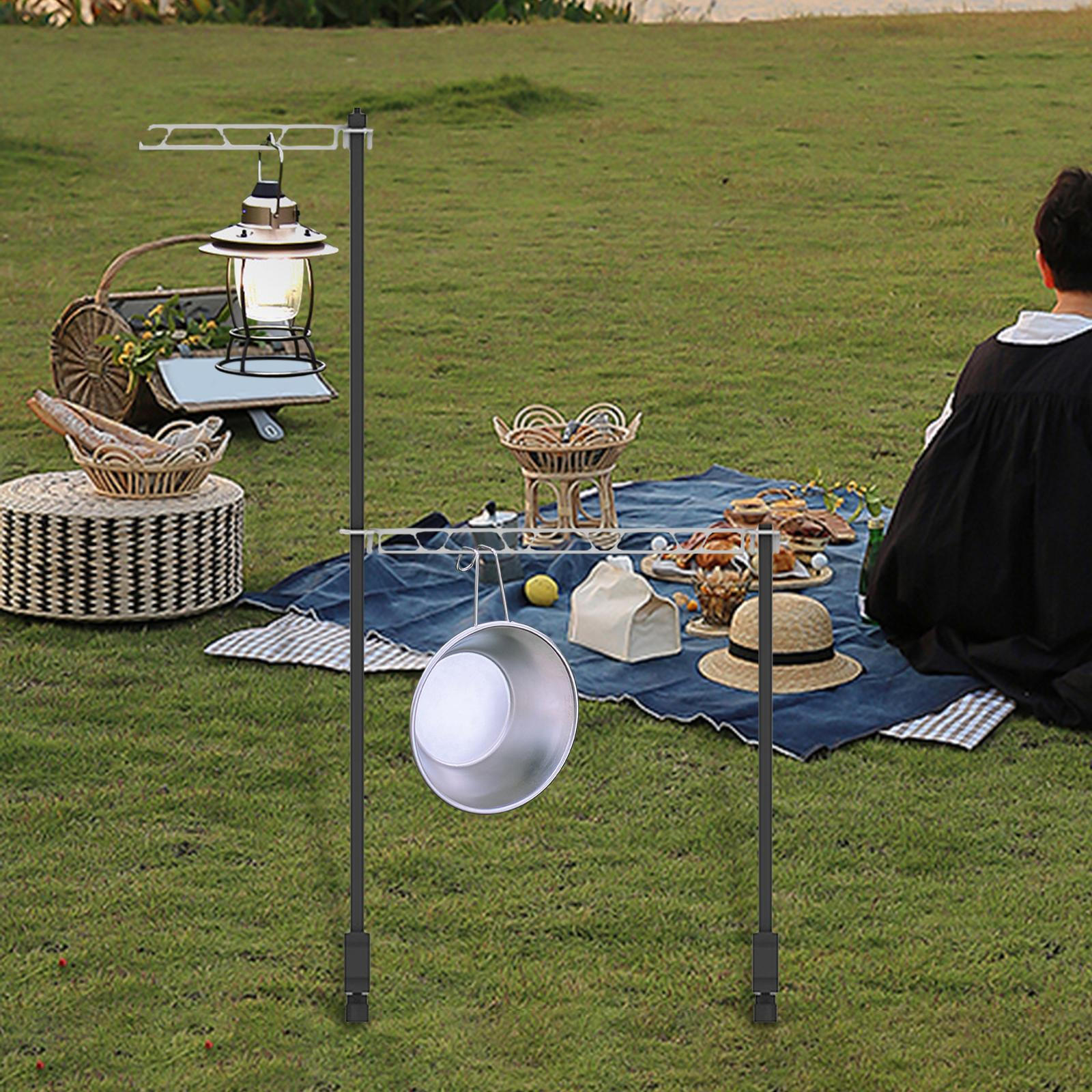 

Camping Desktop Storage Rack Table Bracket Hanger Tableware Hanging Portable Lamp single layer
