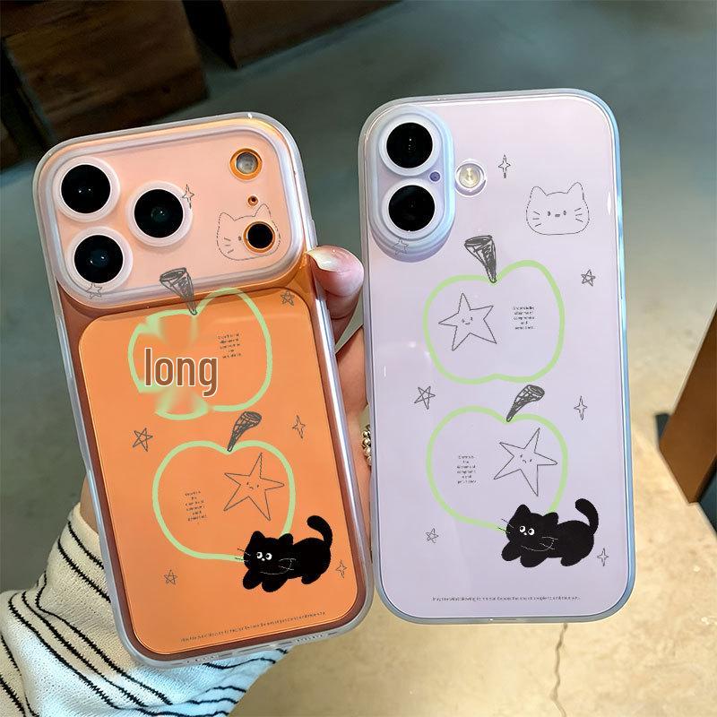 

Cartoon Transparent Phone Case with Integrated Buttons for Apple 17/16, Cute Design for 13, Frosted Edge for 16 Pro/17 Pro Max Apple 16 Pro Integrated Camera Button