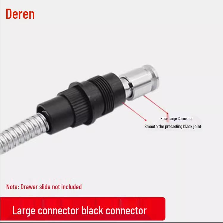 

Black Pull-Out Faucet Sprayer with Telescopic Hose and Connector for Basin Water Outlet