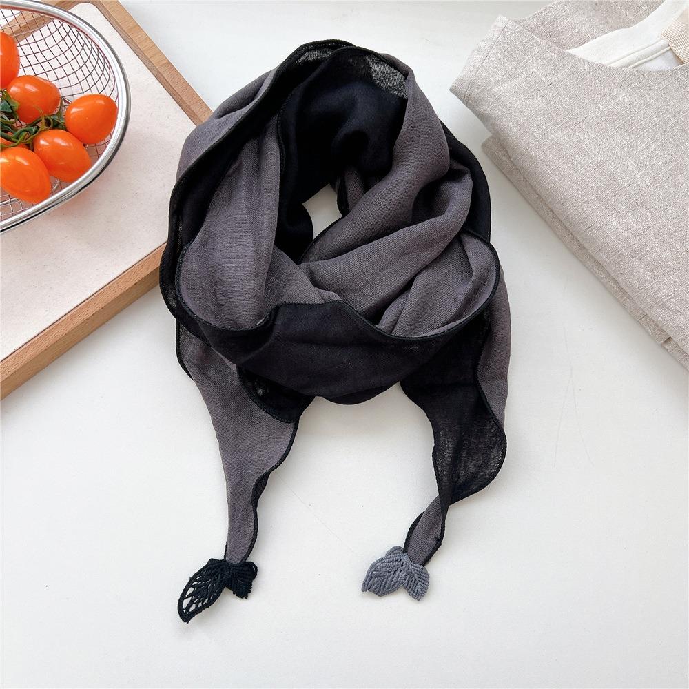 Double Layer Design Two Tone Headwrap Scarf Cotton Linen Bandana Hot Headscarf Accessory  For Women