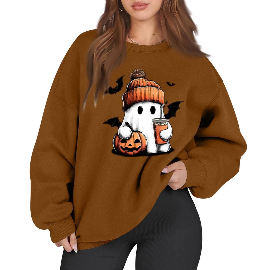 Women's Casual Fashion Long Sleeve Printed Round Neck Sweatshirt Top