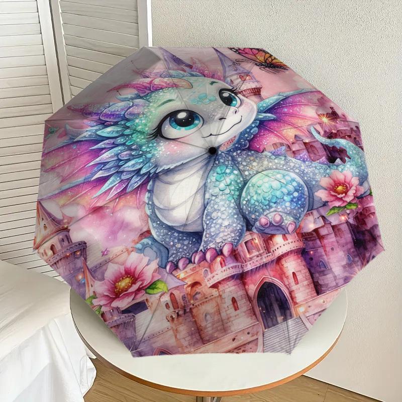 1pc Dragon Fantasy Pattern Umbrella Design Automatic Opening and Closing Umbrella, High-quality Travel Umbrella,  c1128227