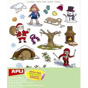 Gommettes repositionnables - APLI-AGIPA - L'hiver - 69 pastilles - 3 feuilles - Mixte