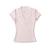 Summer New Female American Spice Girl Solid Color Dark V-neck Short-sleeved T-shirt Design Sense Splicing Slim-fitting Waist Bottoming Shirt