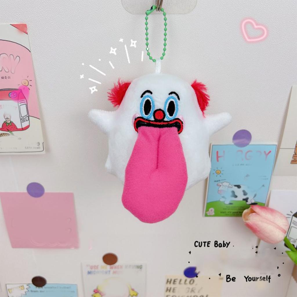 Spitting Tongue Plush Keychain Ornament Cute Little Ghost Hanging Decoration for Backpack Type 1