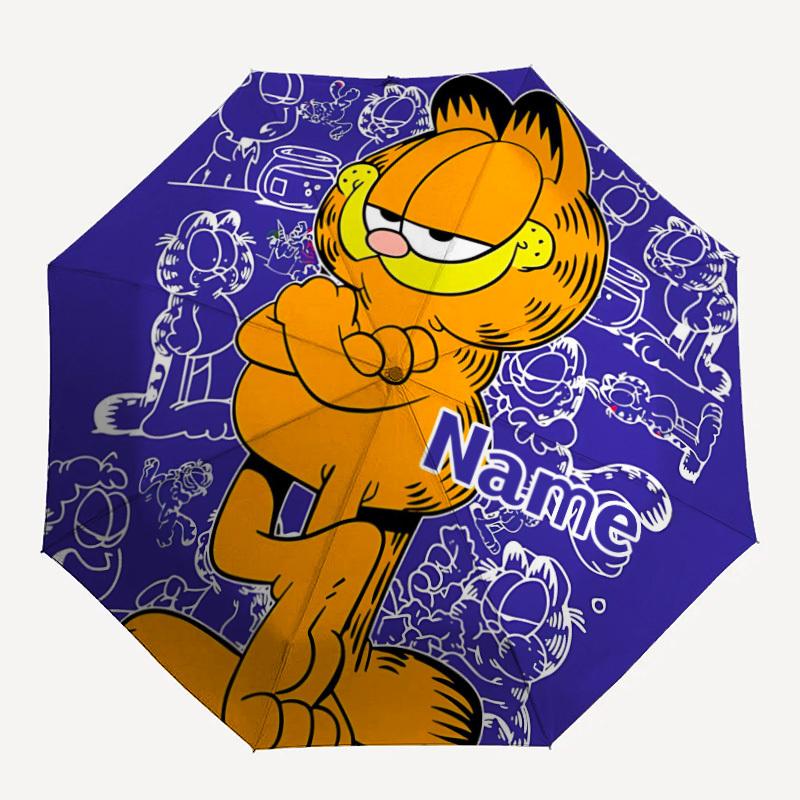 

1PC Garfield - Custom Name Automatic Folding Umbrella - Compact 8-Rib Design, Durable Plastic & Iron, Daily Use S0106039