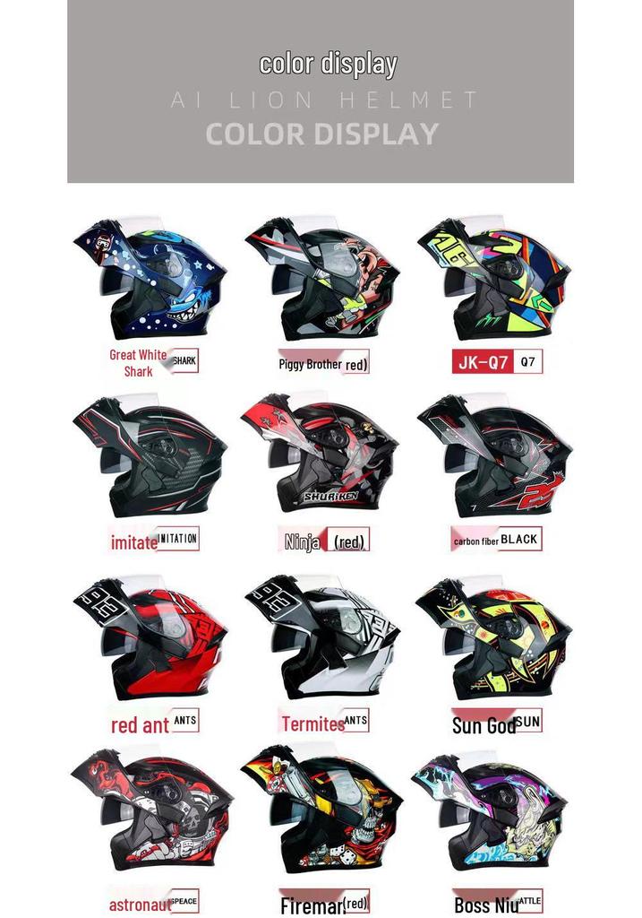 Jiekai Men's DOT Standard Flip-up Electric Motorcycle Helmet with Double Visor, All-Season Safety Gear