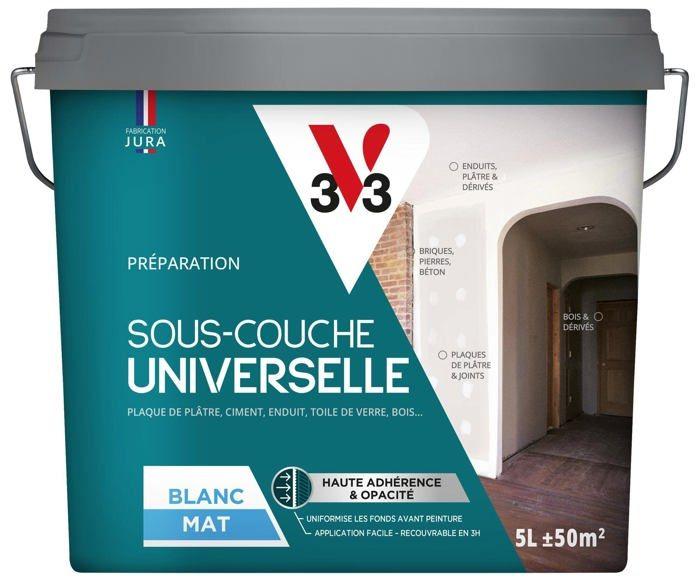 Sous-couche Universelle - V33 - 119048 - Blanc Mat - 5L - Prêt À L'emploi - Intérieur