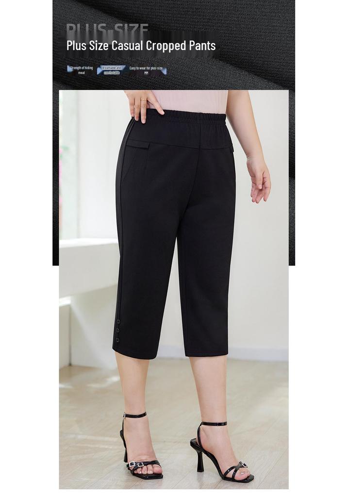 Plus Size Women's High-Waist Slimming Cropped Pants - Casual Summer 2026 Edition