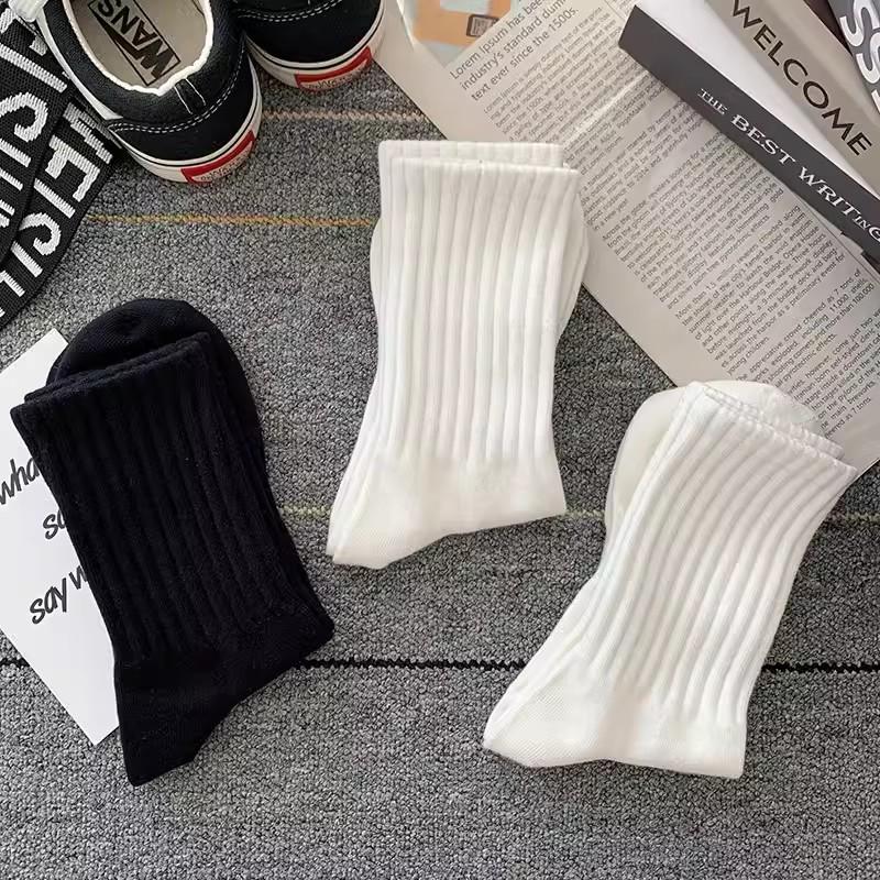 

Soft Cotton Socks Men Women Solid Black White Breathable High Quality Sport Socks Spring Summer Male s Business Mid-tube Sock
