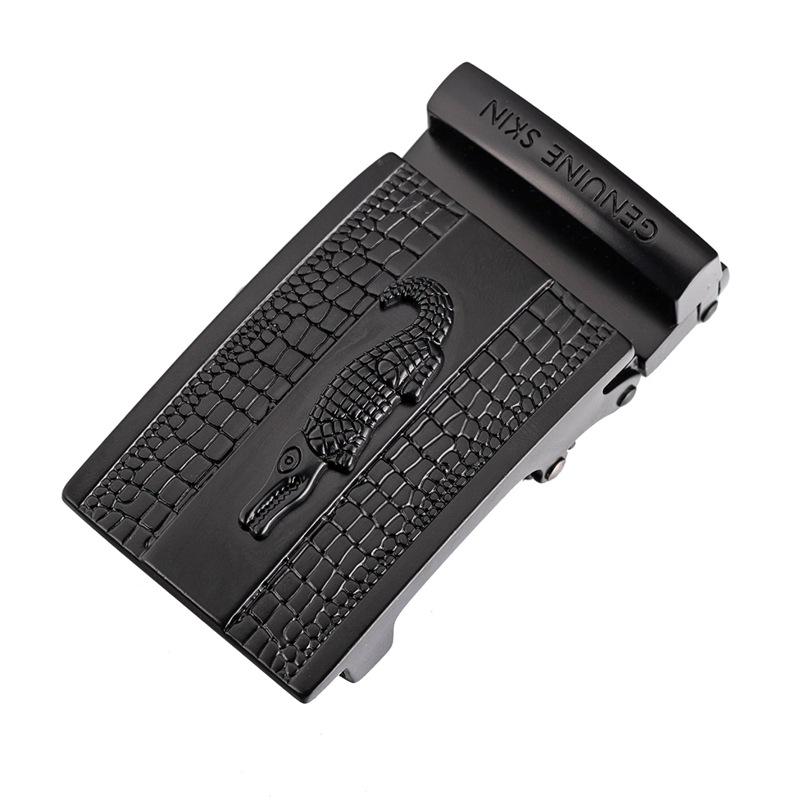 

Кожаный ремень, мужской ремень из крокодиловой кожи, беззубая автоматическая пряжка, без отверстия, беззубая пряжка, пряжка для ремня 3,8 чёрный