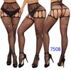 Women's Sexy Crotchless Fishnet Suspender Stockings with Eye Jacquard Design - Style 7501