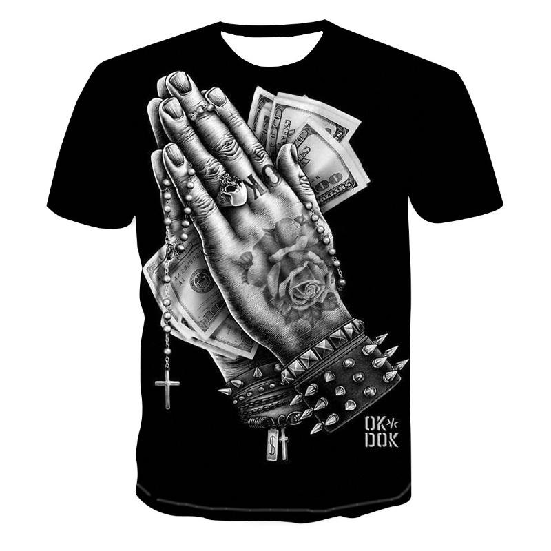 Summer Round Neck 3D Skeleton Print Top Fashionable Casual Short Sleeved Men's T-shirts