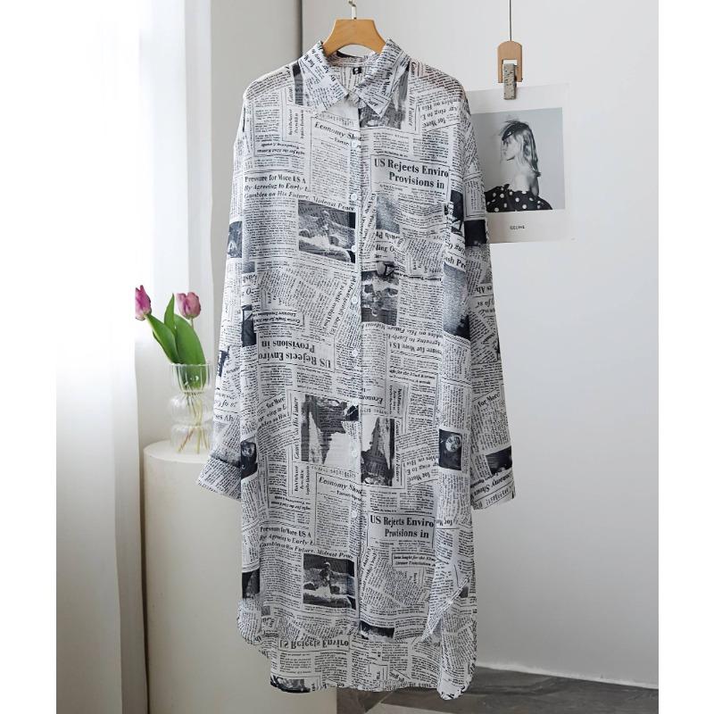 DIMANAF-Vestido camisero de talla grande para mujer, vestido holgado con estampado de diseño Vintage, vestidos informales para mujer, vestido Midi de corte a 2024