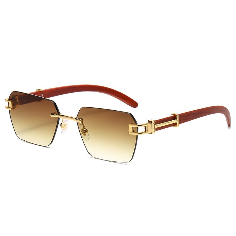 9005 Frameless Wood Grain Sunglasses Women'S, Men'S Sunglasses Street Sunglasses