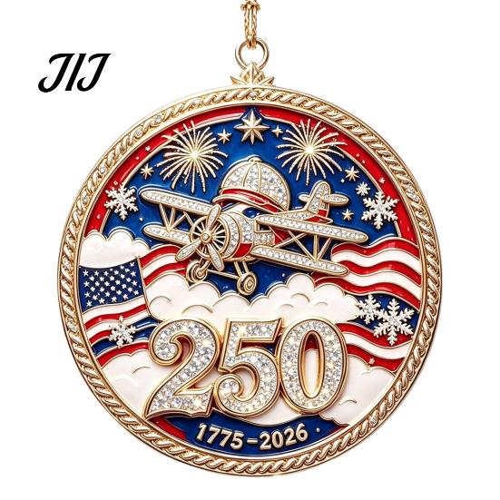 Patriotic Christmas Tree Snowflake Ornaments 250 Anniversary USA Ornament, United States 1776-2026 250th Holiday Gift for Family Friends Keepsake,