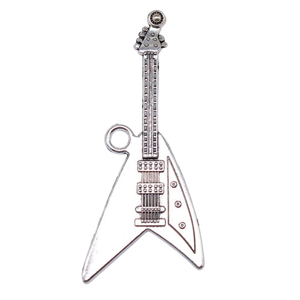 Musical Charms Multi Color Alloy Guitar Pendants For Music Themed Jewelry Making