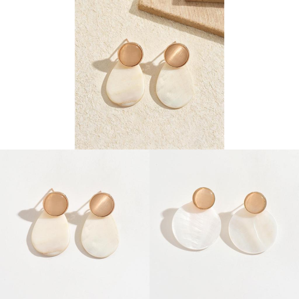 Shell Drop Earrings With Geometric Design For Women Summer Fashion Jewelry