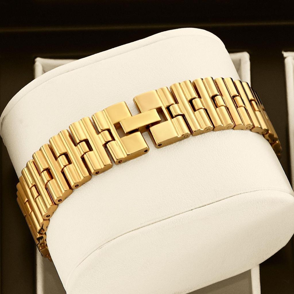 Luxury Ladies Fashion Quartz Watch Simple Scale Square Dial Gold Plated Women Watches Business Stainless Steel Clock